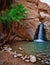 A small waterfall and palms in the Chebika Oasis in Tunisia