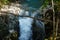 Small waterfall on path to Slap Kozjak in Triglav National Park in Slovenia