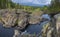 small waterfall on Poor porog, threshold, on the river Suna Karelia, Russian landscape