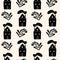 Small whimsical houses seamless pattern. Folk rural rustic fairytale Scandinavian style, hygge and lagom concept. Nordic