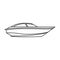 A small white boat with a motor.Boat for speed and competition.Ship and water transport single icon in outline style
