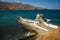 Small white church on the beach, Andros, Greece