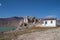 Small white church by the lakeside in Petres village, Florina, Greece