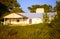 Small White House with Purple Roof, Typical Portugal South Building, Travel Europe