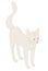 Small white kitten standing on four paws isolated on white. Vector cat character drawn in cartoon style