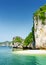 Small wild beach on tropical island in the Ha Long Bay