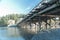 Small wood Bridge at Fresh morning,Esquimalt Lagoon,Vancouver Island