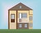 Small wood house Vector facade flat style