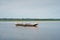 Small wooden catamaran in the Soustons lake