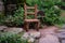 Small wooden chair, garden decoration