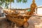 Small wooden dhow at a boatyard in Oman