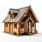 A small wooden house on a white background, clipart on white background