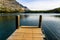 Small Wooden Pier On Swiftcurrent Lake