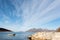 Small wooden rowboat moored in a Tromso fjord