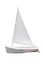 Small wooden sailboat made of white wood. isolated