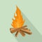 Small woods fire icon, flat style