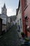 Small workers houses street cobblestones, Crevecoeur , Leffe, Dinant, Belgium