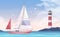 Small Yacht Cartoon Composition