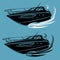 Small yacht isolated illustration. Luxury boat vector. Streamline vessel.