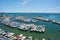 Small yachting port in the Mediterranean Sea on a summer day with clear blue sky