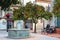 Small yard with orange citrus trees in Marbella, Andalusia, Spain