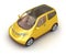 Small yellow car on white background