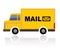 Small yellow truck with word mail