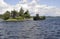 The Smallest Bridge between Canada and United States Border from Thousand Islands Archipelago