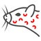 Smallpox in domestic rat line icon, Diseases of pets concept, rodent with red acne sign on white background, Smallpox in