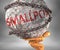 Smallpox and hardship in life - pictured by word Smallpox as a heavy weight on shoulders to symbolize Smallpox as a burden, 3d