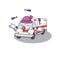 Smart ambulance cartoon character design playing Juggling