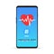 Smart app health heart rate test for fitness. Smartphone sport heart rate application for device