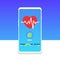 Smart app health heart rate test for fitness. Smartphone sport heart rate application for device