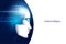 smart artificial intelligence digital futuristic technology face with brain wireframe blue concept ai humanoid head