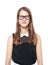 Smart beautiful teenager girl in glasses isolated