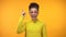 Smart black woman raising finger up, new creative idea, scientific discovery