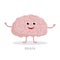 Smart brain cartoon character isolated on white background. Brain icon vector flat design. Healthy strong organ concept