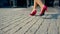 Smart business woman feet close crop walking to work entering glass corporate building wearing high heels urban city commuter