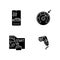 Smart car technologies black glyph icons set on white space