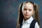 Smart Caucasian School Girl Close-up Portrait