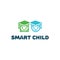 Smart child logo. Education kids club. Kid in Graduation Cap