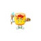 Smart chinese gold drum painter mascot icon with brush