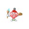 Smart chinese red tops toy painter mascot icon with brush