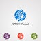 Smart circle food with spoon logo vector concept, icon, element, and template for company