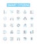 Smart citizens vector line icons set. Smart, Citizens, Intelligent, Knowledgeable, Literate, Skilled, Educated