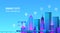 Smart city landscape with infographic elements.Vector illustration