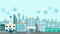Smart city motion infographic design scene animation.Animation smart town with icon technology