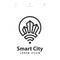 Smart city symbol. Real estate. Digital town. Vector