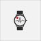 A smart clock with a picture of the heart rate on the screen isolated on a gray background. Watch icon. Heartbeat cardiogram