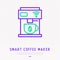 Smart coffee maker thin line icon